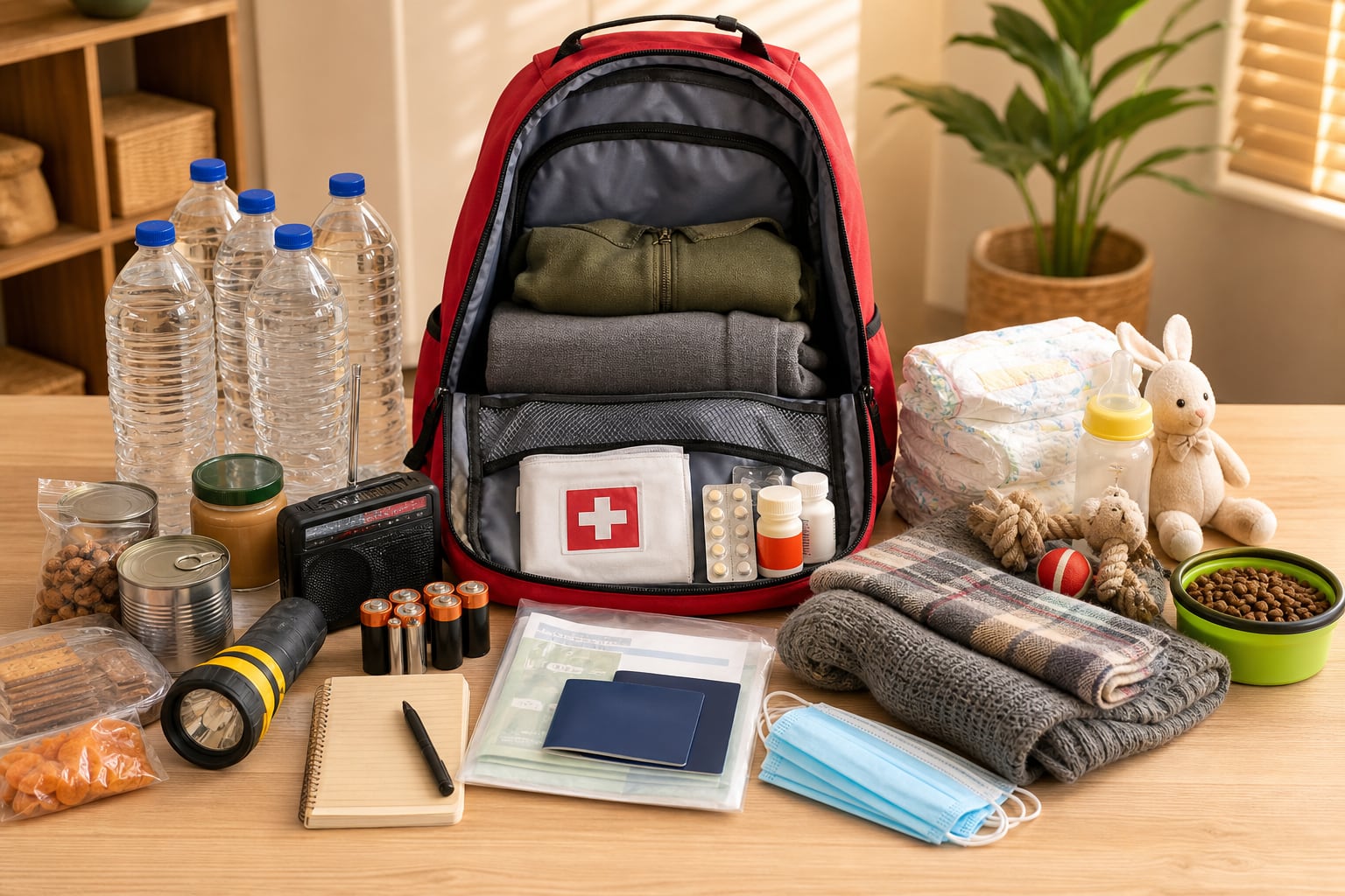 Una mochila de emergencia contiene insumos de primera necesidad, agua, alimentos y botiquín para la preparación ante un sismo. (Imagen Ilustrativa Infobae)