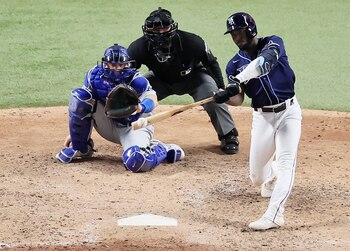 Randy Arozarena, jardinero de los Rays de Tampa Bay, impuso marca de nueve cuadrangulares para un novato en playoffs (Foto: EFE/Tannen Maury)