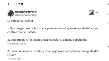 Hernán Cadavid le contestó a