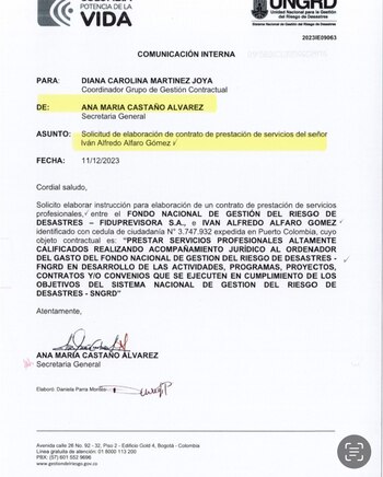 Documento mostrado por Carlos Carrillo
