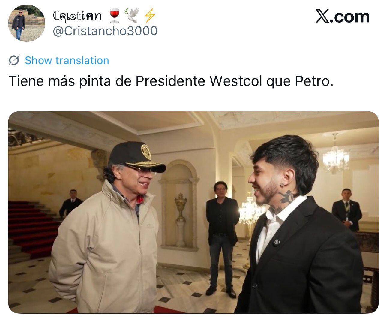 El atuendo que usó Westcol y Petro en su encuentro fue cuestionado en redes sociales - crédito redes sociales / X