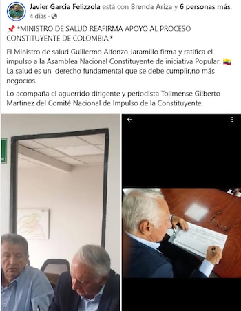 El ministro de Salud, Guillermo Alfonso Jaramillo, también firmó la iniciativa de Constituyente - crédito Javier García Felizzola/Facebook