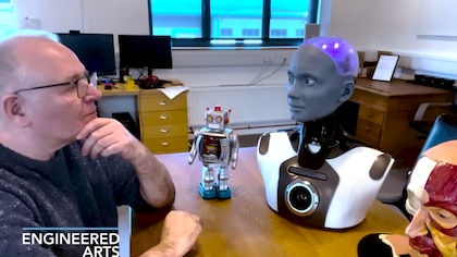 Este robot imita voces de famosos como Elon Musk y Bob Esponja, su nombre es Ameca