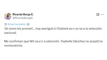 Director de Puro Vóley confirmó que Ysabella Sánchez no jugará por la selección peruana.
