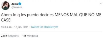 El histórico tweet de Zaira