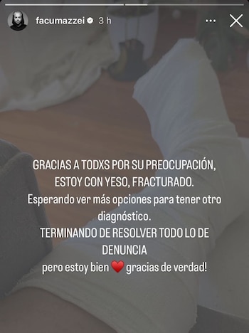Facundo Mazzei dio detalles de su estado de salud luego de ser atropellado