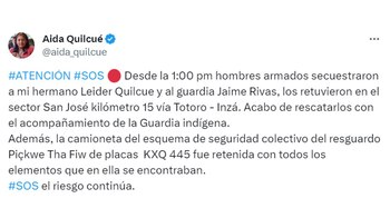 Aida Quilcué rescató su hermano