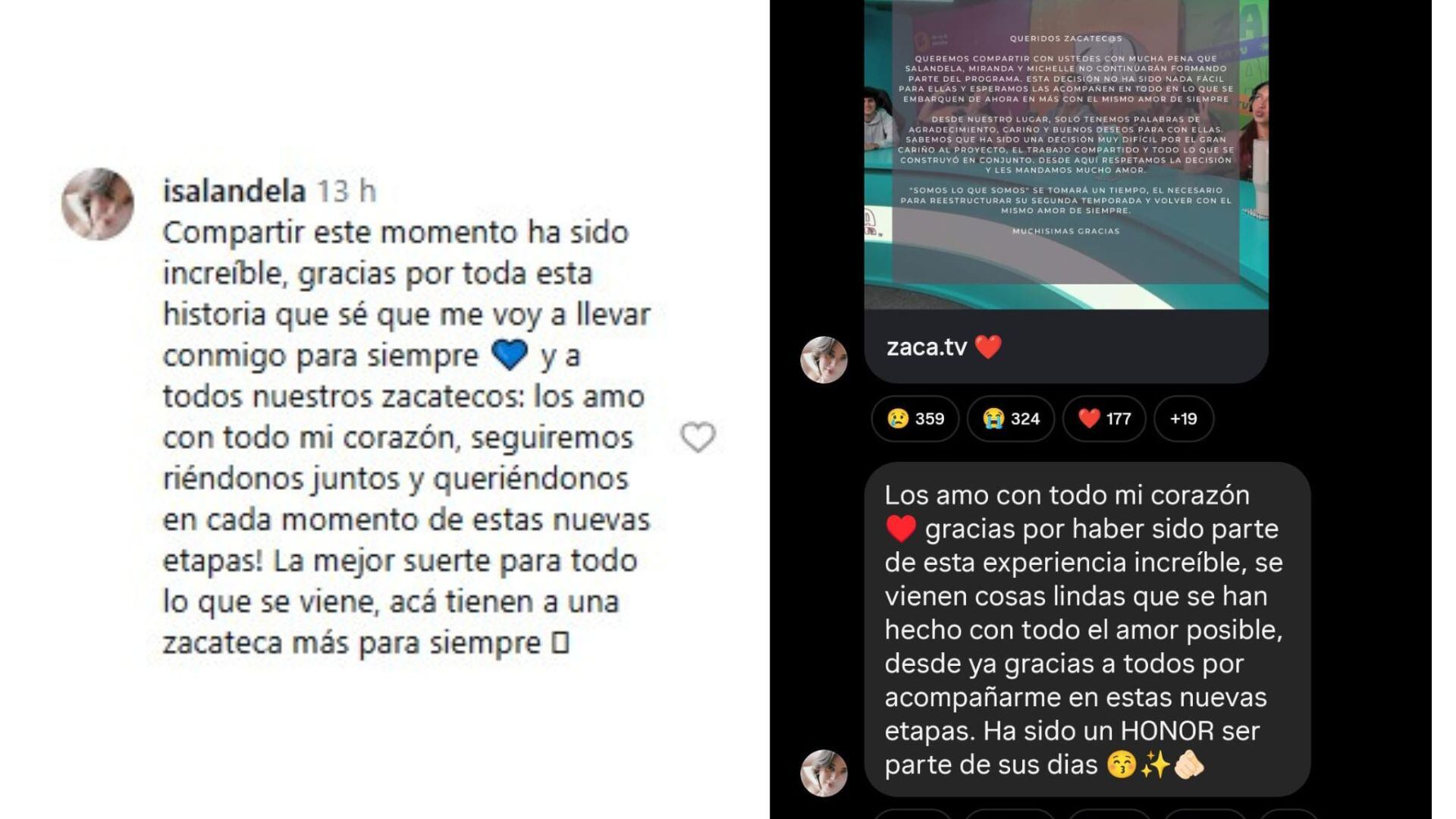 Miranda Capurro, Salandela y Michelle Onetto se pronuncian tras su retiro inesperado de Zaca TV. (Instagram)