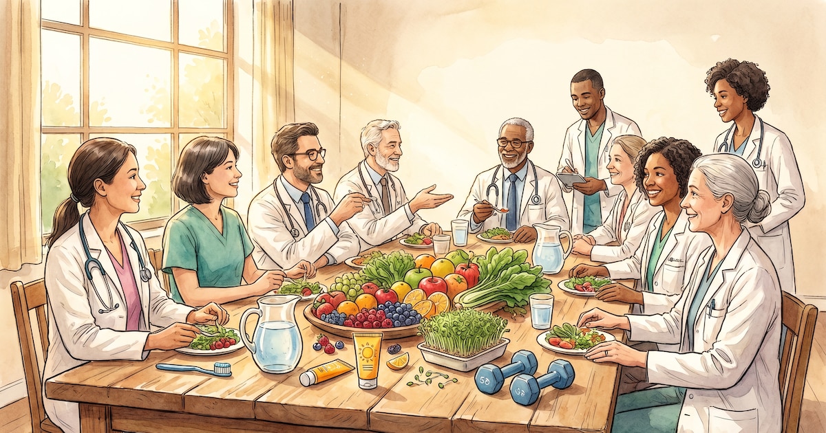 * Source Material: An article about oncologists' daily habits to prevent cancer (alcohol avoidance, plant-based diet, fiber, avoiding ultra-processed foods/plastics, sleep, strength training, sun protection, dental health, colorectal screening, sprouting).