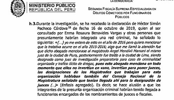 Declaración del procesado Héctor Simón Pacheco Córdova