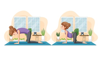 Postura gato-vaca yoga. (Freepik)