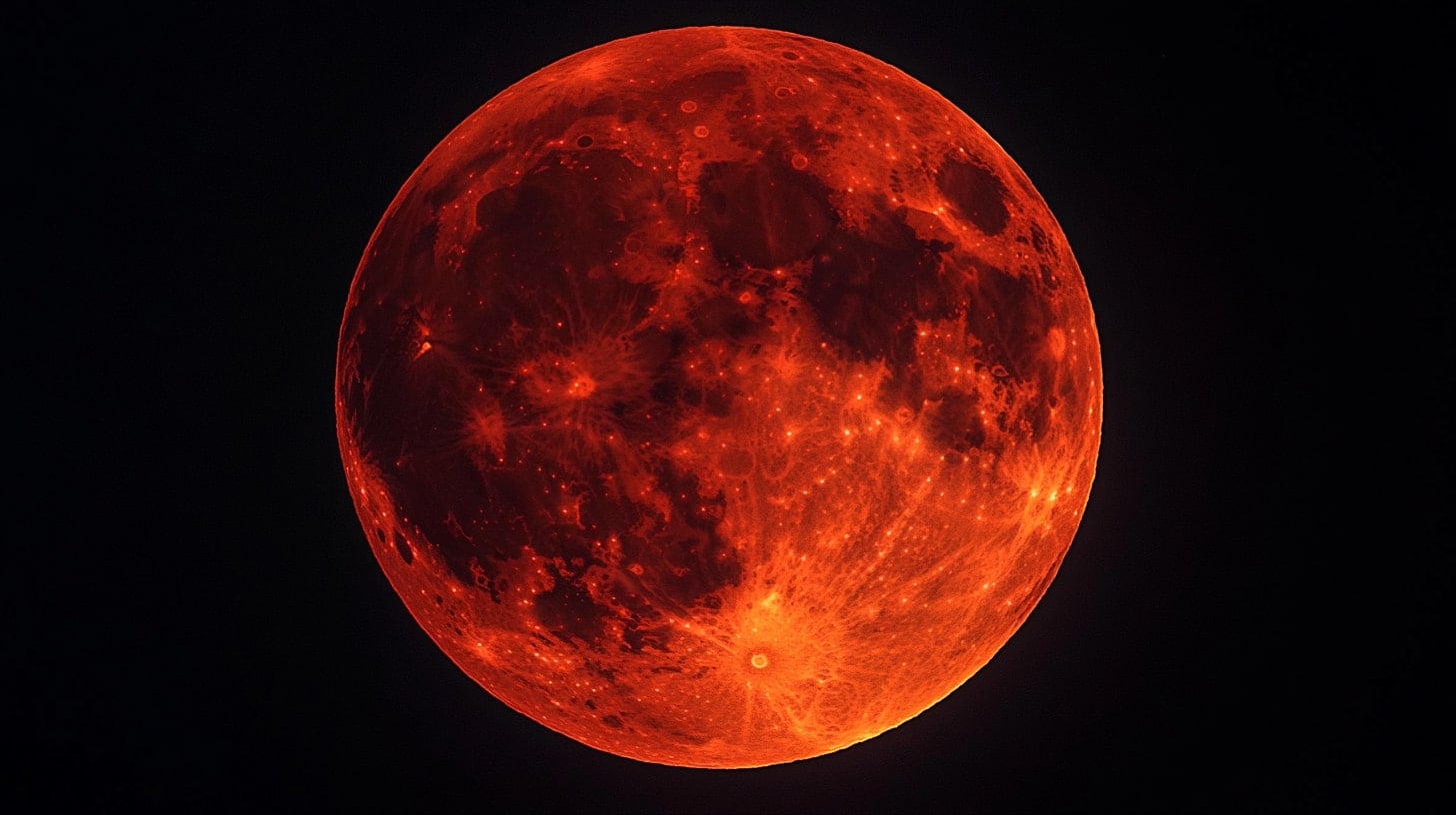 La luna llena se ilumina de un color rojizo intenso, creando un espectáculo astronómico en el cielo nocturno. - (Imagen Ilustrativa Infobae)