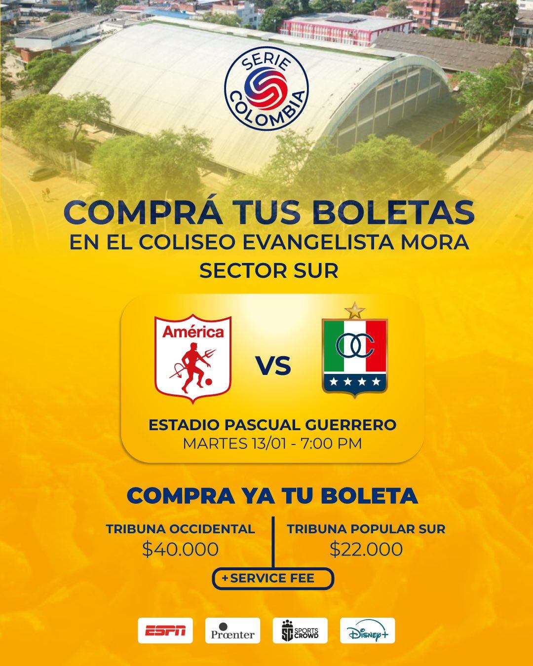 Boletería para el partido América de Cali vs. Once Caldas - crédito ESPN
