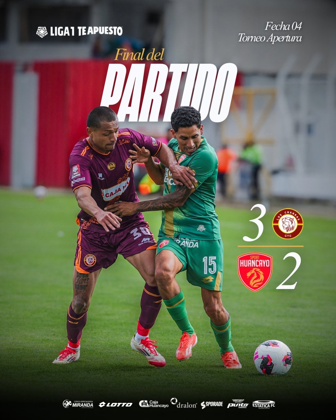 O Sport Huancayo perdeu para o Los Chankas no Torneio Apertura de 2026.