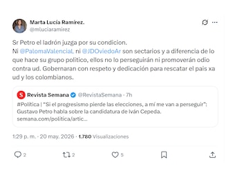 Marta Lucía Ramírez y sus críticas a Gustavo Petro