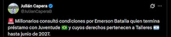 Millonarios habría buscado a Emerson