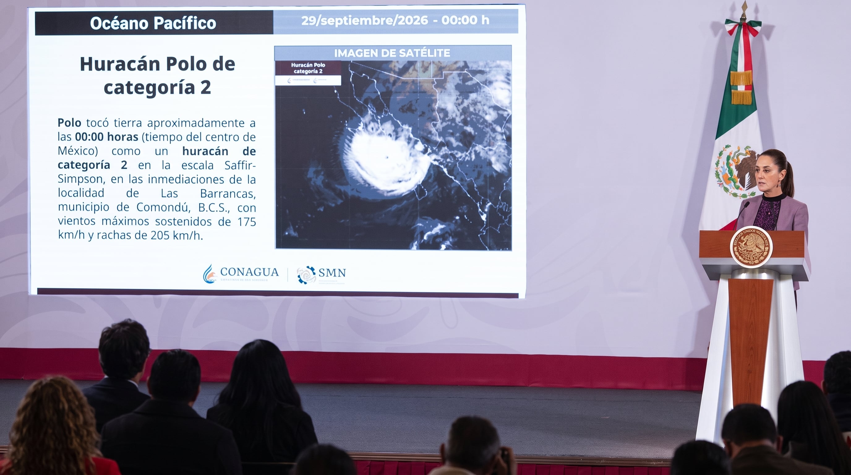 Huracán Polo deja saldo blanco a su paso por Baja California Sur, reporta el gobernador Víctor Manuel