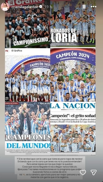 Camila Galante respondió en redes