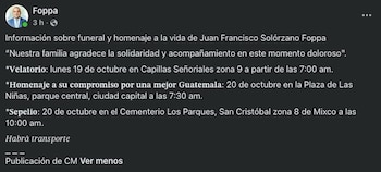 El abogado Juan Francisco Solórzano Foppa y Gustavo Adolfo Aguilar Gamarro murieron el sábado 17 de octubre tras un ataque armado en el Campo Marte.