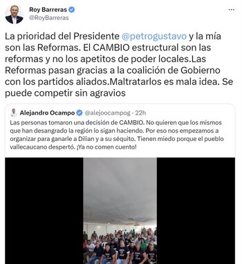 Roy Barreras, presidente del Congreso,