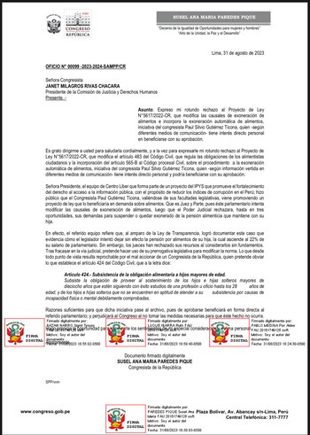 Documento enviado a la Comisión