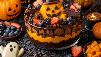 Postre de calabaza, chocolate y frutas para Halloween: receta fácil y divertida