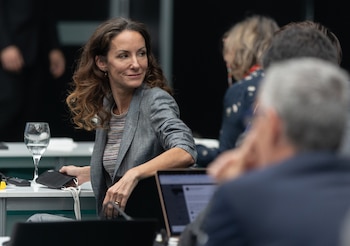 La hermana de la reina Letizia, Telma Ortiz, durante la XI edición de los Diálogos del Agua, a 21 de octubre de 2025 (Eduardo Parra / Europa Press).
