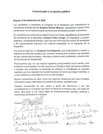 Los precandidatos al Congreso respaldaron la convocatoria a una Asamblea Constituyente - crédito @GustavoBolivar/x