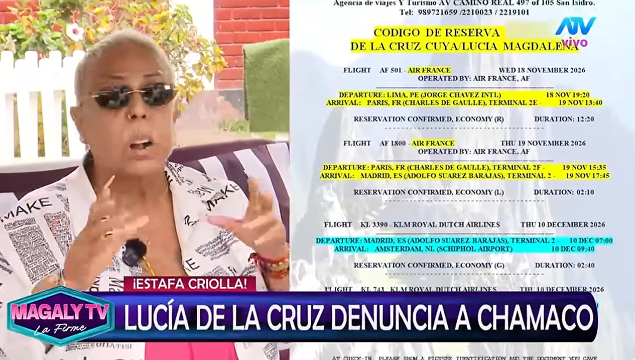 La cantante Lucía de la Cruz denuncia públicamente a su expareja Luisito Caycho por una supuesta estafa relacionada con boletos aéreos para una gira por Europa.