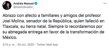 El presidente López Obrador lamentó