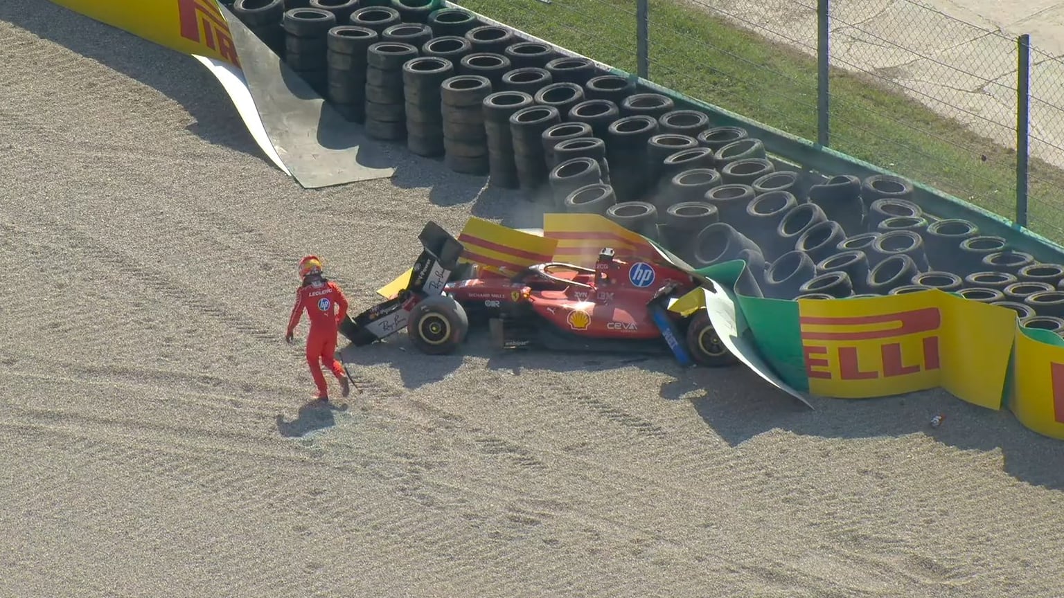 El fuerte choque de Leclerc en el GP de Italia
