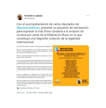 tuits de políticos sobre la invasión de Rusia a Ucrania