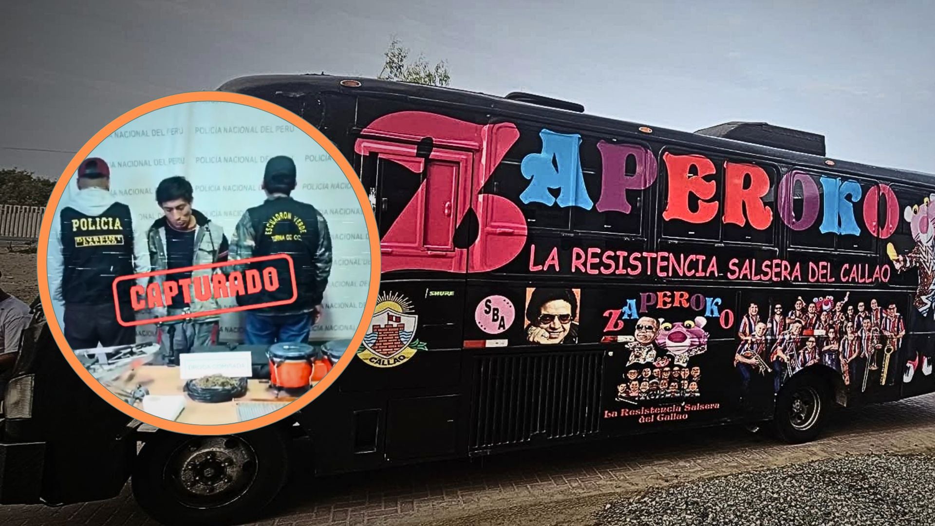 La Policía Nacional halló los equipos de la orquesta chalaca y dos kilos de marihuana en manos del detenido, quien reconoció tener antecedentes por robo.