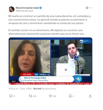 María Fernanda Cabal habló de la intención de crear su partido político
