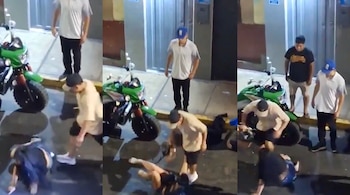 Hombre golpeó a mujer afuera