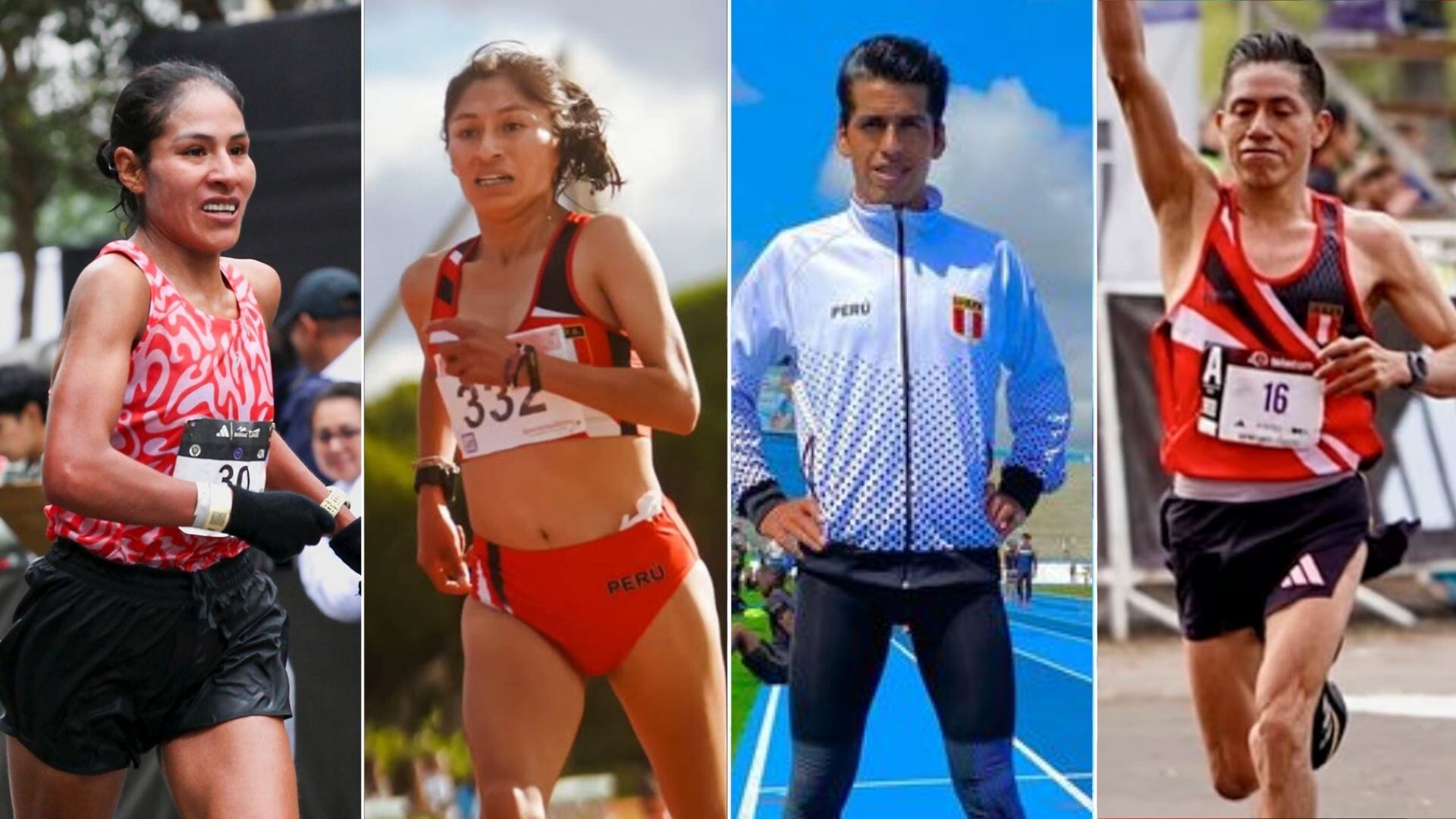 Los cuatro atletas peruanos que participarán en la Maratón 42K de los Juegos Bolivarianos. Crédito: Difusión.
