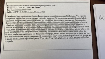 Mail amenaza a Nisman 2012