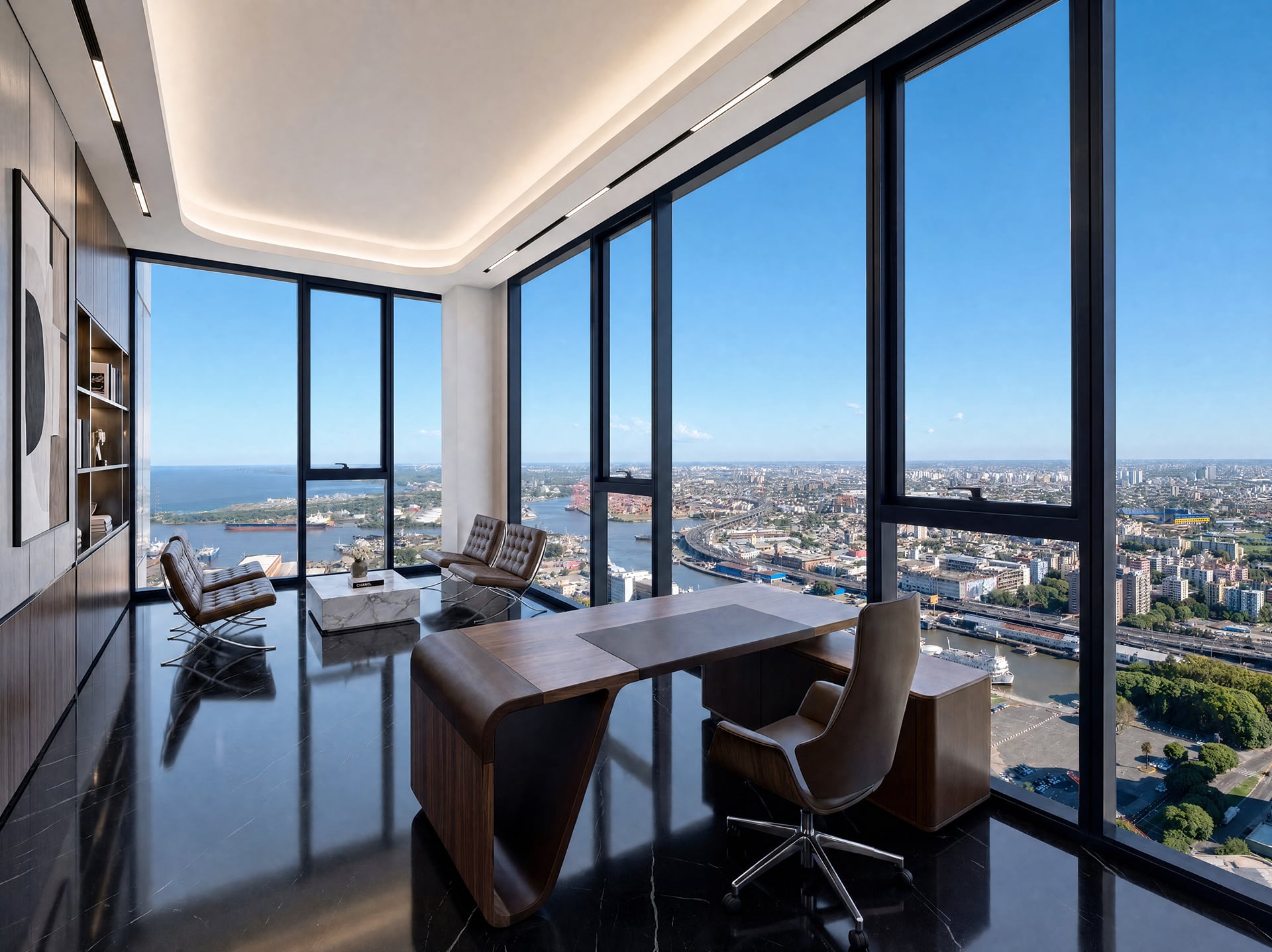 La propiedad suma 674 m² de superficie residencial y otros 149 m² destinados a cocheras y servicios privados