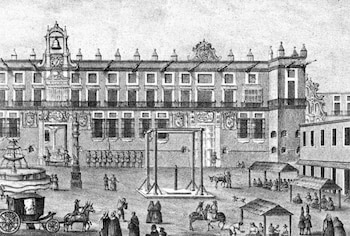 Plaza del Zócalo en Ciudad de México en el siglo XVII.