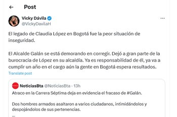 Vicky Dávila arremetió en contra