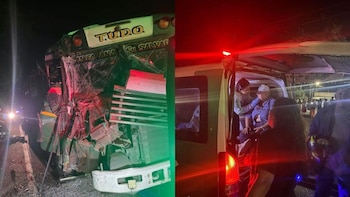 Múltiples lesionadas tras colisión entre rastra y autobús en El Salvador