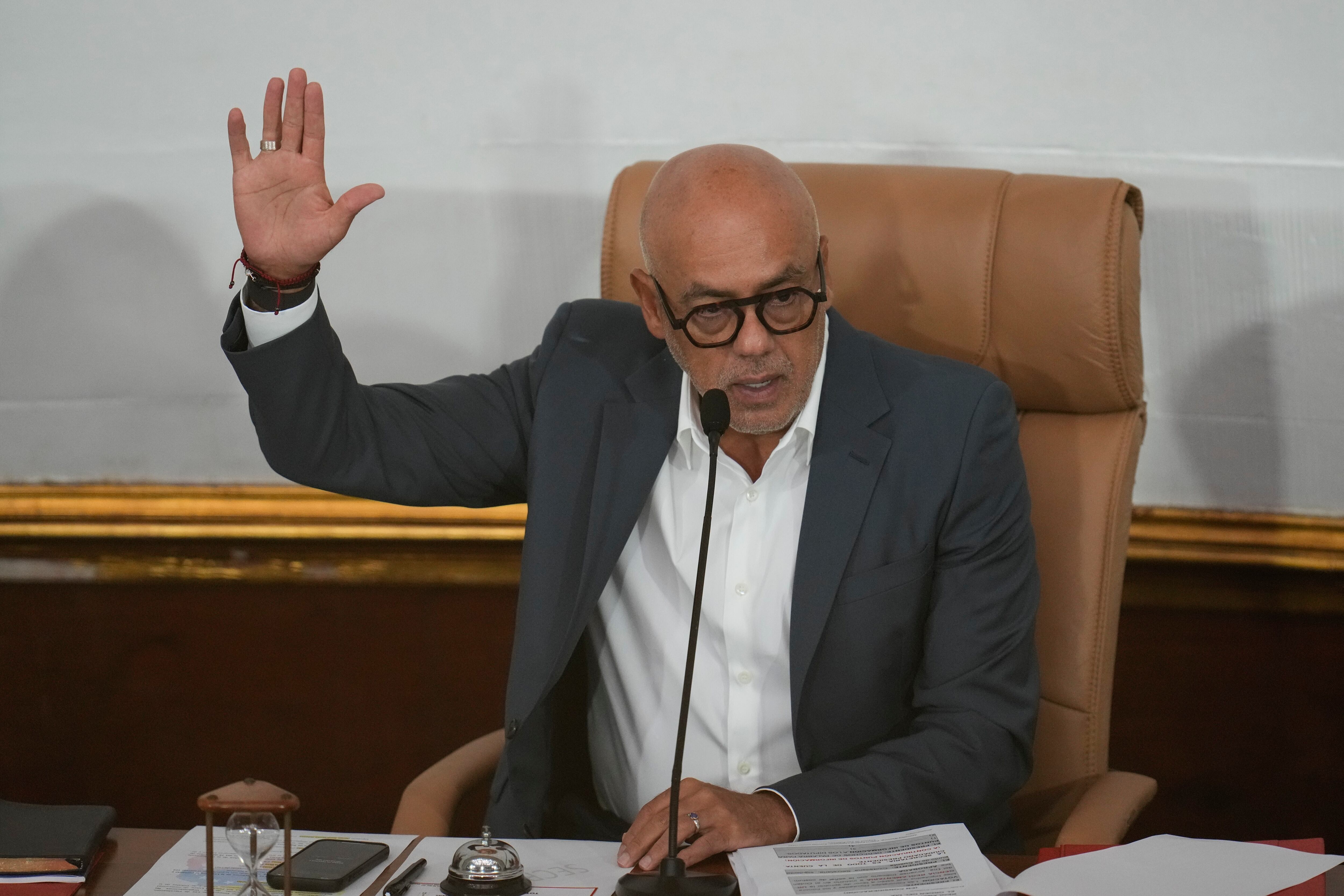 El presidente de la Asamblea Nacional, Jorge Rodríguez (AP Foto/Ariana Cubillos)
