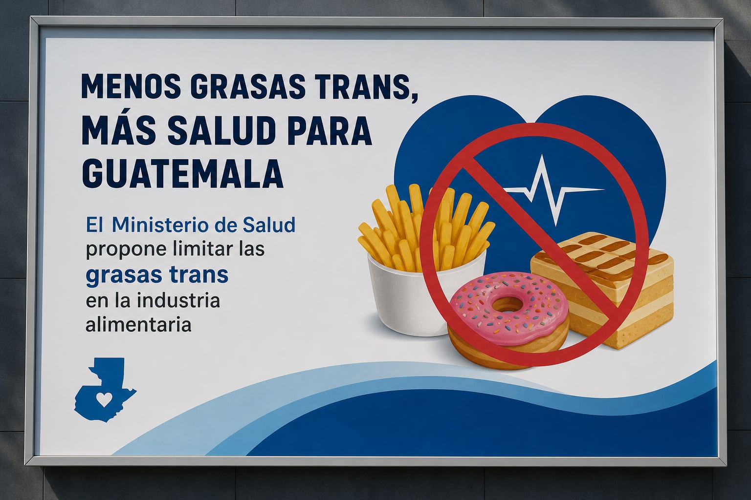 Un cartel informativo del Ministerio de Salud de Guatemala promueve la iniciativa para limitar las grasas trans en la producción de alimentos. (Imagen Ilustrativa Infobae)