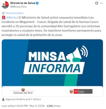 El Ministerio de Salud activó