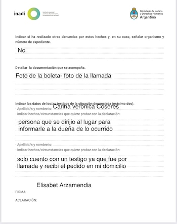 La denuncia ante el INADI