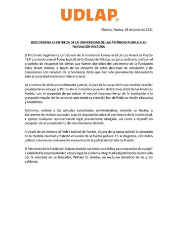 Comunicado de la UDLAP