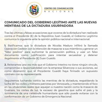 El comunicado del gobierno interino