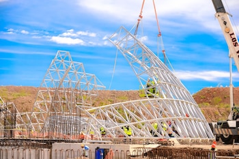 El Aeropuerto Internacional del Pacífico se construye en el cantón El Ciprés, en el municipio de Conchagua, departamento de La Unión. Foto cortesía de Secretaría de Prensa.