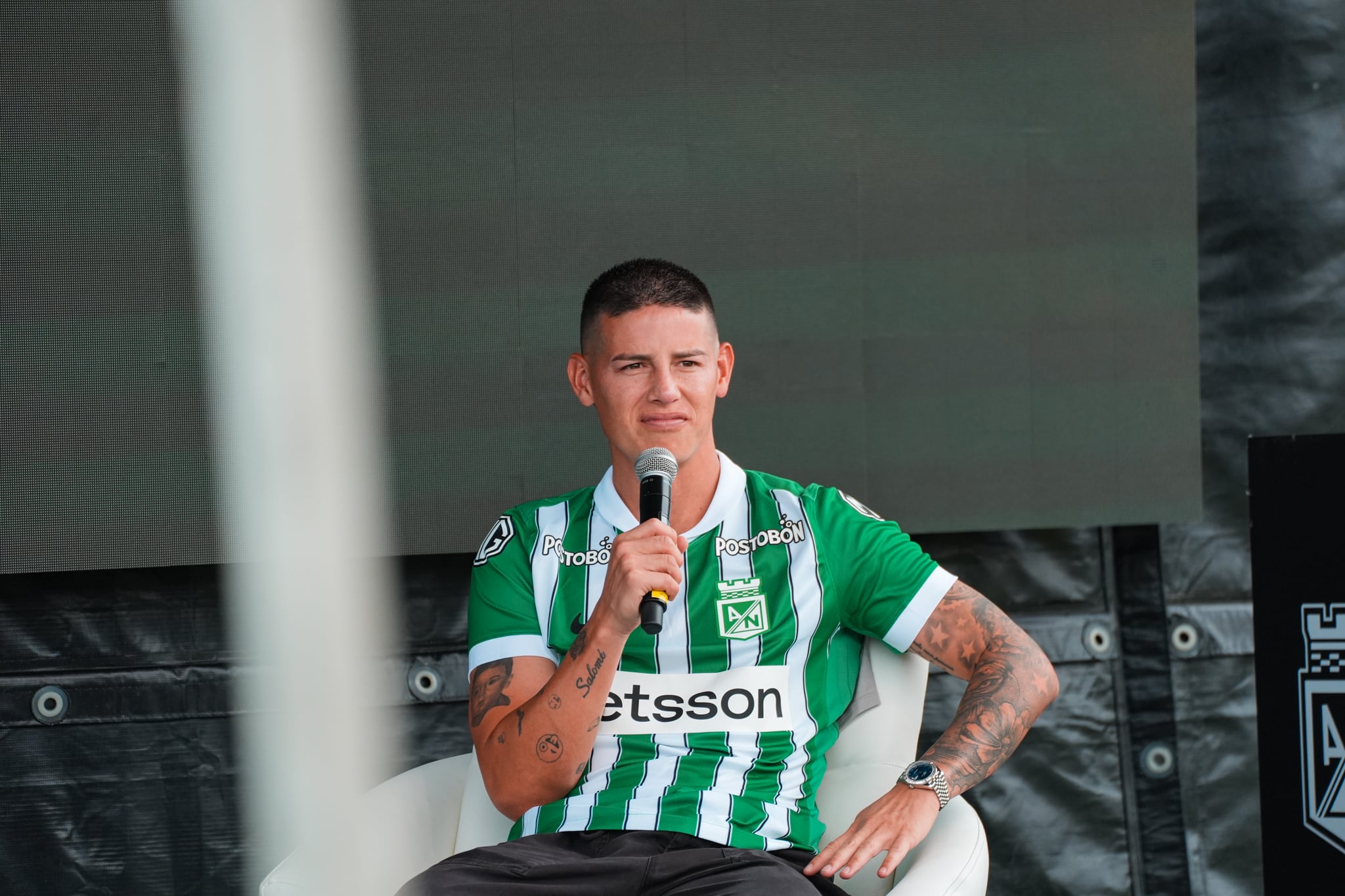Los hinchas destacaron el regreso de James Rodríguez al torneo local y expresaron expectativa por su aporte en los próximos partidos -crédito Jefatura de Prensa de Atlético Nacional