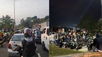 Así se ven los bloqueos que conducen al aeropuerto de Bucaramanga - crédito redes sociales/X